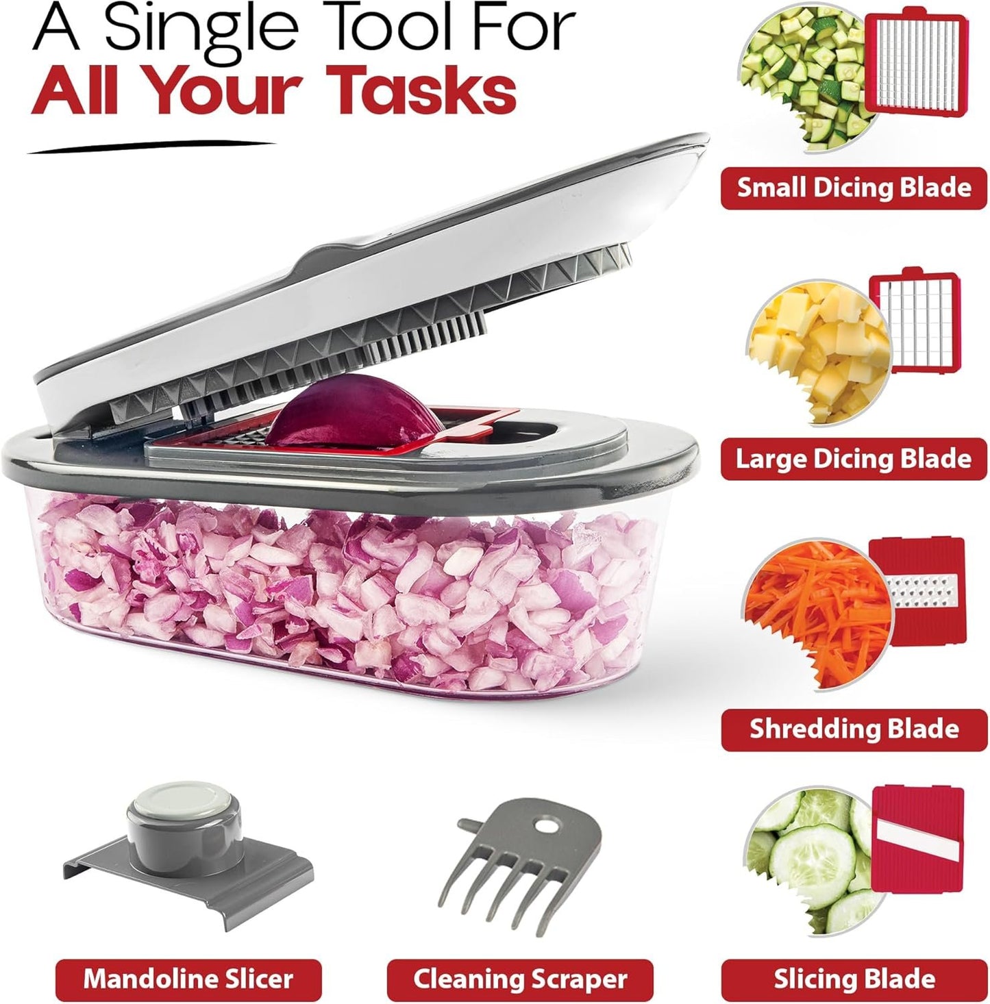 CHOPZILLA Veggie Chopper with Container, All in 1 Vegetable Chopper, Food Chopper, Onion Chopper, Fruit Cutter, Salad Chopper, Potato Vegetable Slicer, Hachoir a Legumes As Seen on TV