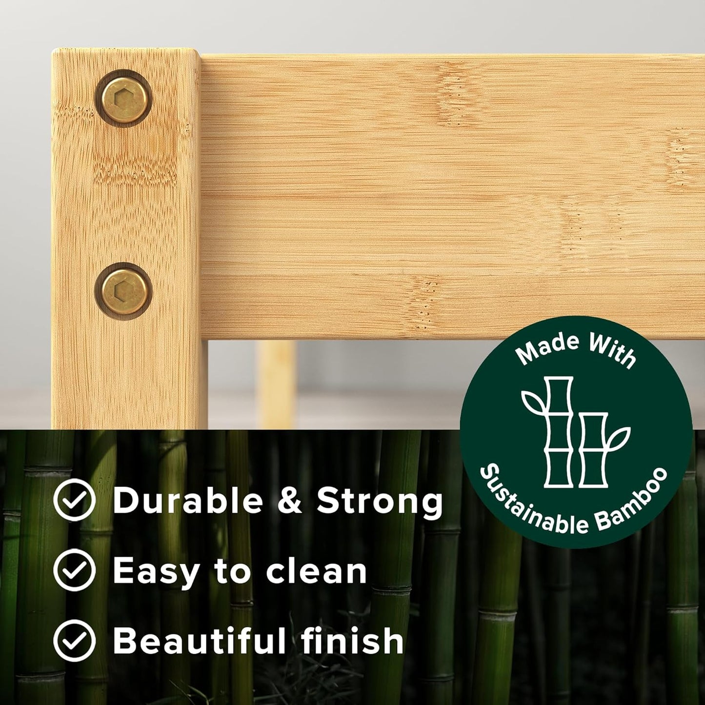 Zinus Queen Bed Frame, Bamboo Wood Base Bedroom Furniture Wooden Home Timber Frame