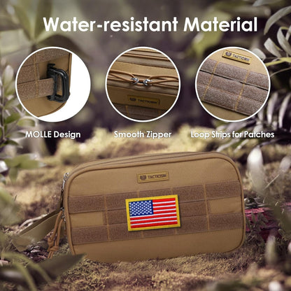 TACTICISM Toiletry Bag for Men Travel Bag, Dry Wet Separate Travel Toiletry Bag, Tactical Molle Dopp Kit for Men with Large Capacity, Water-Resistant Shaving Bag for Adult Women for Travel, C-Brown