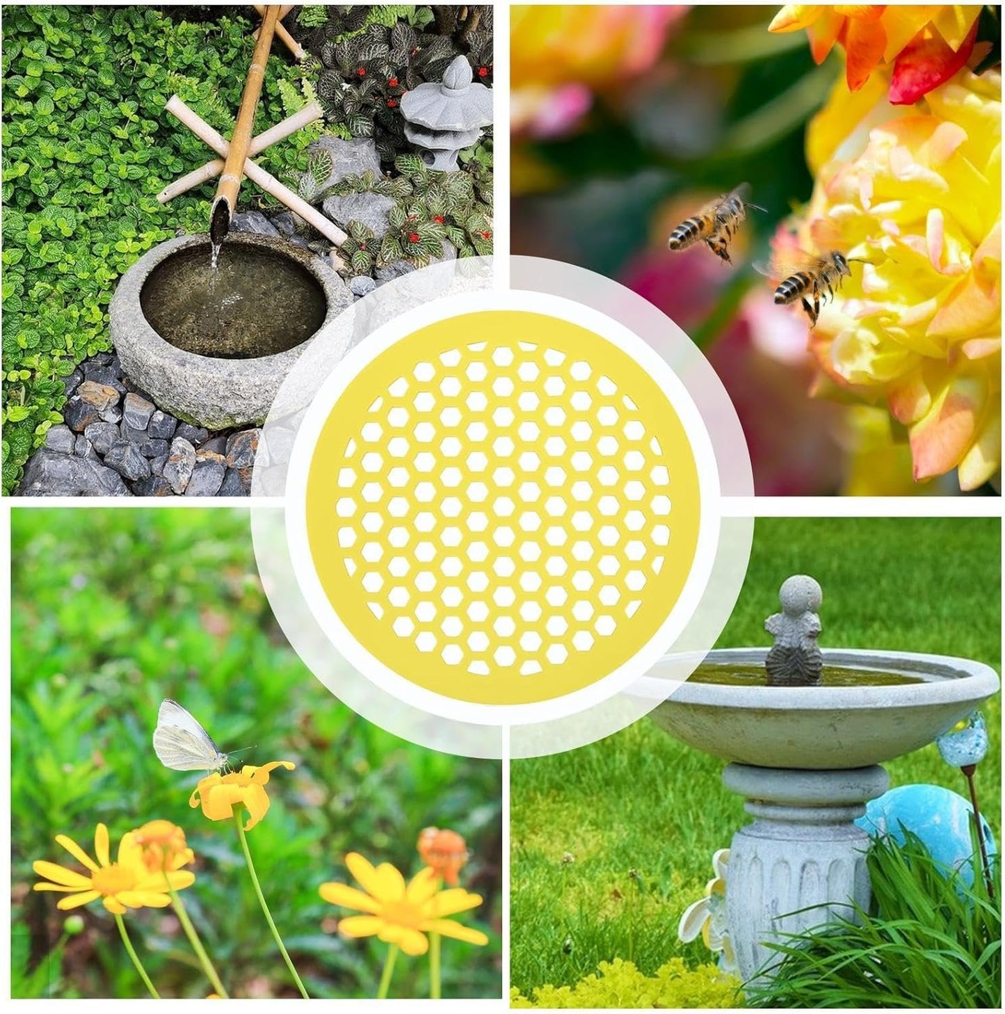 2 Pieces Bee Watering Station, 7.87 Inches Floating Bee Island, Round Floating Butterfly Water Container Feeding Tool for Outdoor B-ee Bath, Thirsty Pollinators