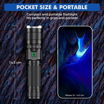 LETMY Rechargeable Flashlight, High Lumens Tactical Flashlight Rechargeable, Brightest LED Flashlights with 3 Modes & Zoomable, Waterproof Mini Flashlight for Camping Hiking Emergency (2 Pack)