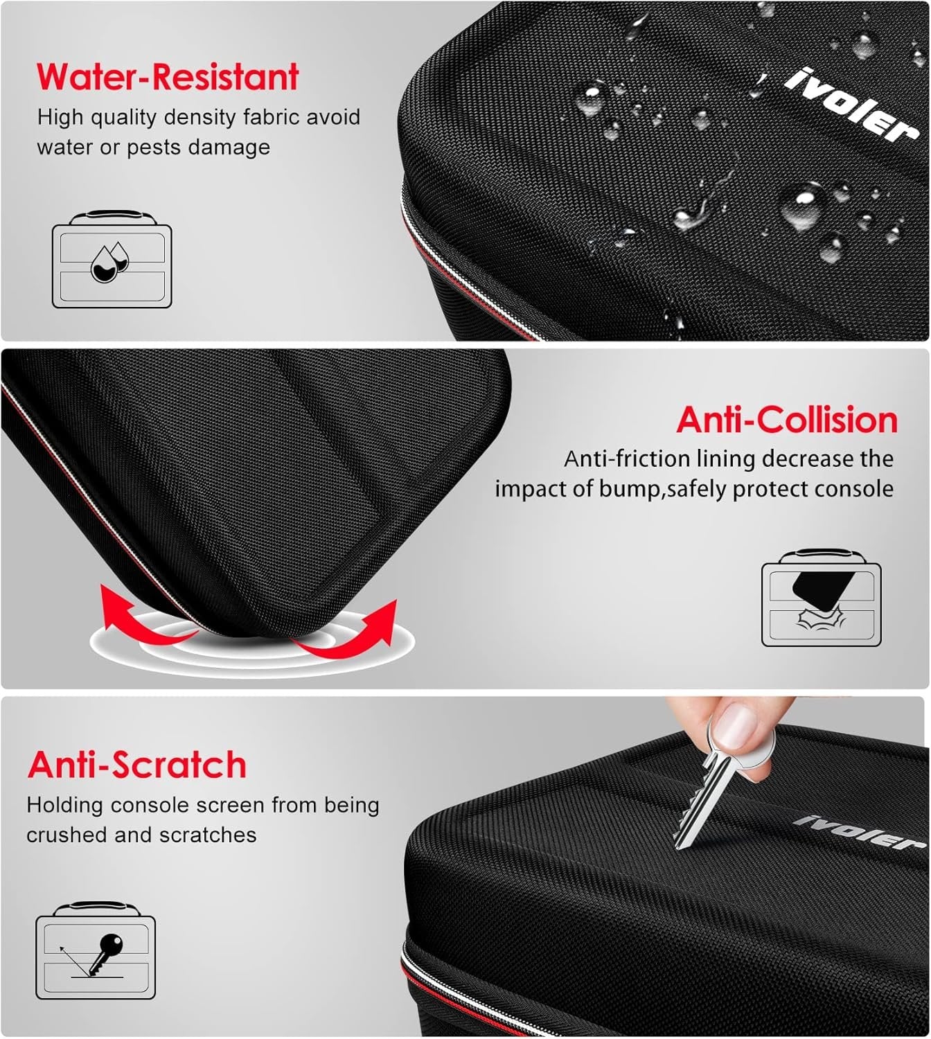 iVoler Carrying Storage Case for Nintendo Switch/Switch OLED Model (2021), Portable Travel Protective Hard Messenger Bag Soft Lining 18 Games for Switch Console Pro Controller & Accessories (Black)