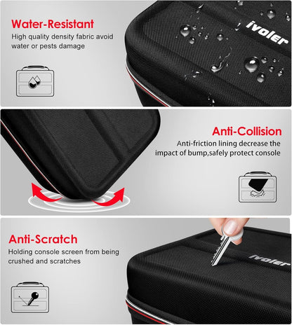 iVoler Carrying Storage Case for Nintendo Switch/Switch OLED Model (2021), Portable Travel Protective Hard Messenger Bag Soft Lining 18 Games for Switch Console Pro Controller & Accessories (Black)