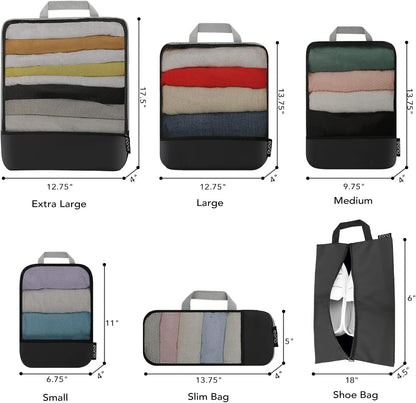Eono Compression Travel Organizers, Suitcase Organizer Set, Travel Cubes, Packing Cubes, Compression Packing Cube