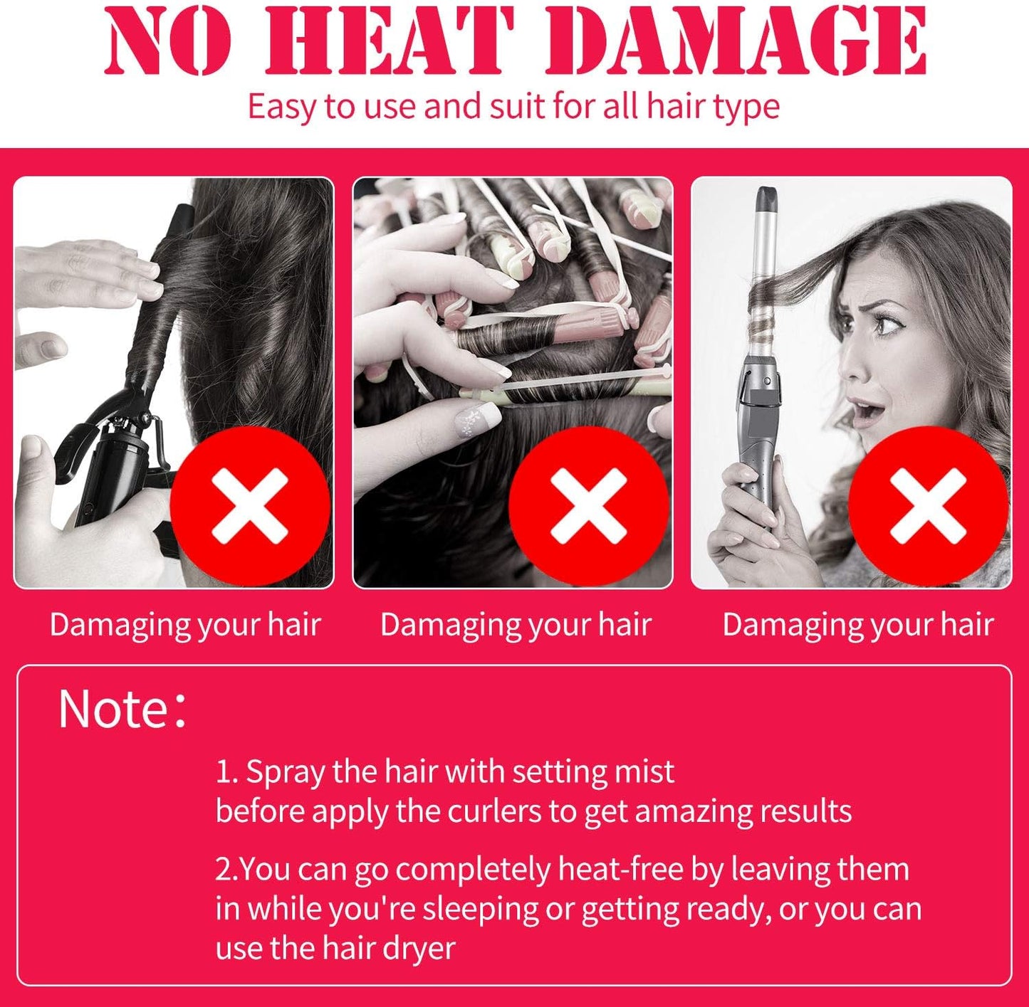 WILLBOND 30 Piece Set Heatless Spiral Curlers No Heat Hair Waver Spiral Curlers Rollers with 2 Styling Hooks for Most Hairstyles (25 cm)