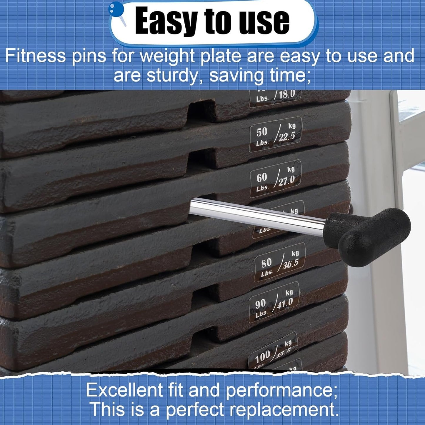 2pcs T-Shaped Weight Stack Pin, Pin Tensile 3/8 Inch Diameter 6 Inch Locking Space Heavy Duty Gym Pin Weight Extension Machine Selector Pin for Home Gym Exercise Part Accessories