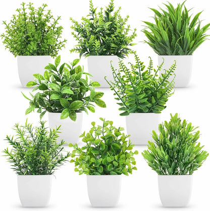 Der Rose 8 Packs Fake Plants Small Artificial Faux Plants for Home Office Desk Accessories Farmhouse Bathroom Bedroom Decor Indoor
