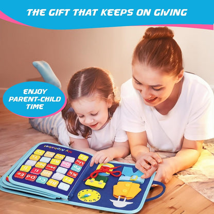 LESD'Y Toddler Busy Board,Montessori Toys for 1 2 3 4 Year Old Boys Girls Toys,Gifts,Travel Toys for Airplane Car train,Books Educational,toy 3 years old,learning toy,Busy Board for Toddlers(Dinosaur)