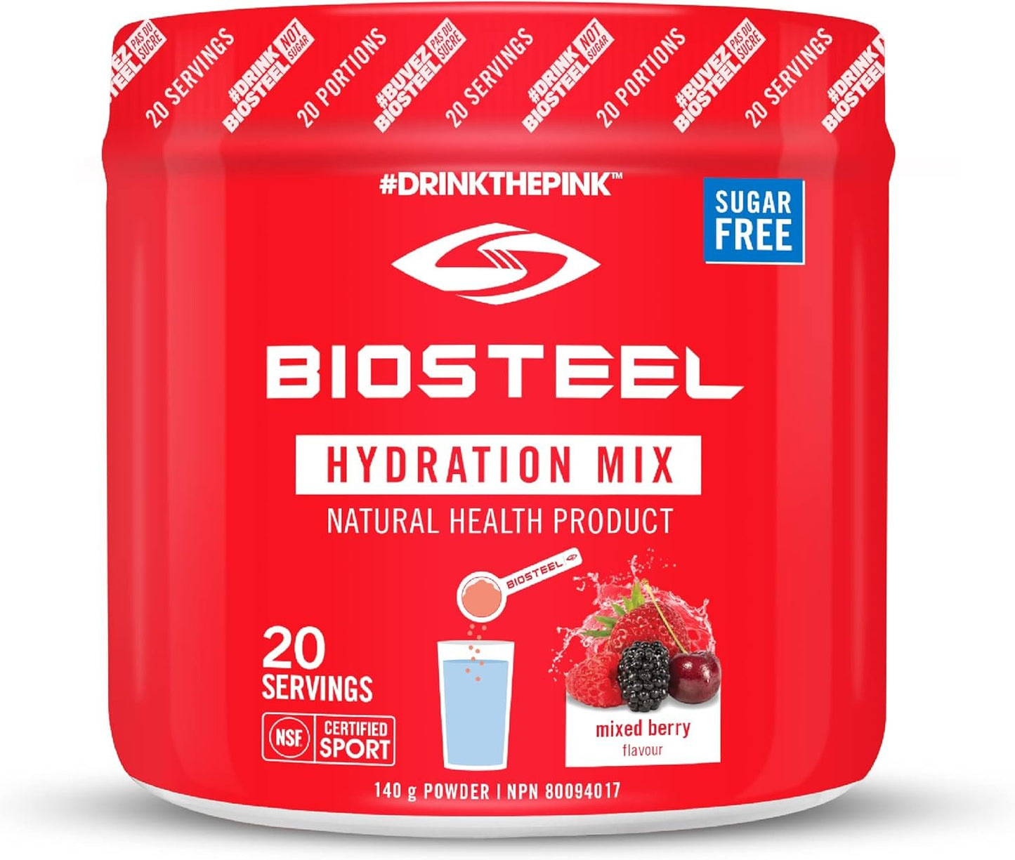 BioSteel Hydration Mix Mixed Berry + Lemon Lime Bundle (20 Servings each), Zero Sugar Hydration Drink Mixes