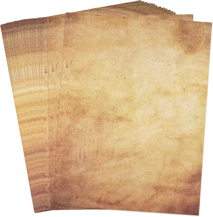 48 Pack Antique Parchment Stationary Paper 8.5"x 11" Vintage Paper for Journal Invitations Calligraphy Certifications Double Sided Old Fashion Aged Scrapbook for Writing and Printing