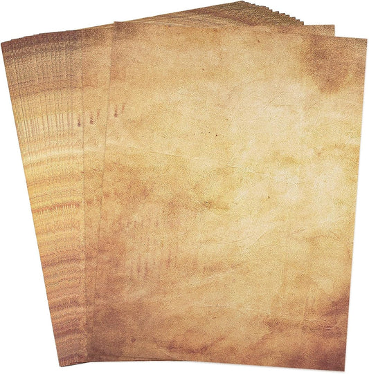 48 Pack Antique Parchment Stationary Paper 8.5"x 11" Vintage Paper for Journal Invitations Calligraphy Certifications Double Sided Old Fashion Aged Scrapbook for Writing and Printing