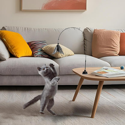 mivceklw Cat Teaser Wand with Bell, Indestructible Interactive Stick Toy, Suction Cup for Play, Kitten Toy for Boredom, Engaging Pet Supplies for Active Cats, 39.37 Inches