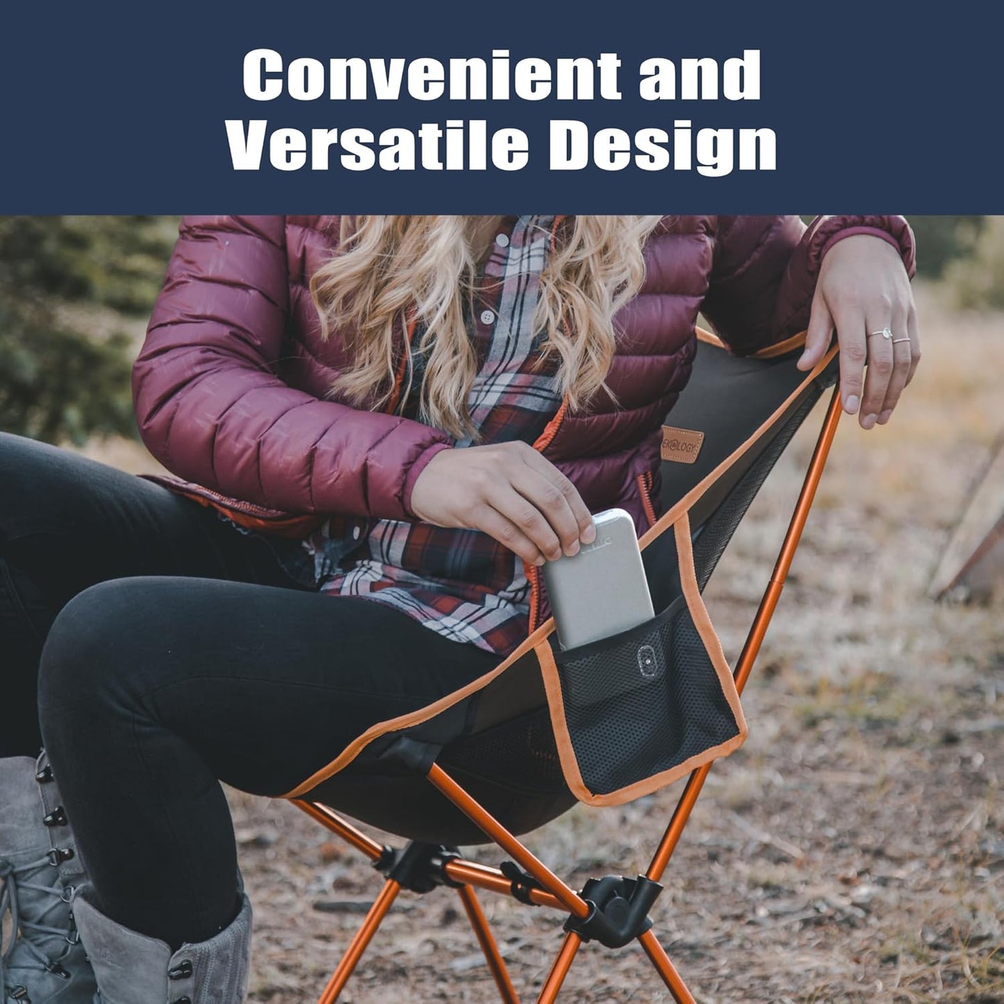 TREKOLOGY YIZI GO Portable Camping Chair - Lightweight, Foldable for Hiking, Outdoor, Beach, Picnic, Backpacking - Compact for Adults and Kids