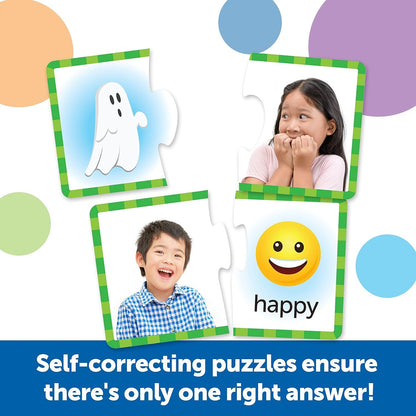 Learning Resources Feelings & Emotions Puzzle Cards, Social Skills, Autism Learning Materials, Speech Therapy Materials, Social Emotional Learning Toys and Games for Kids, 48 Pieces, Ages 3+