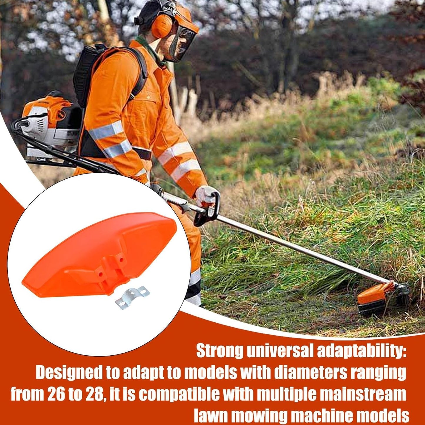 Brush Cutter Guard, Grass Trimmer Shield, Protection Cover Trimmers, Garden Maintenance Safety Attachment, Sturdy Strimmer Guard for 26-28mm Tube Diameter Outdoor Tools