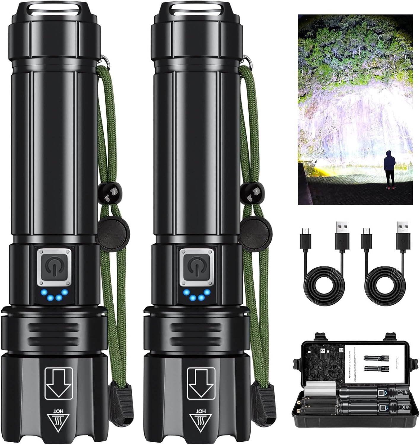 Sigoobal Rechargeable LED Flashlights High Lumens,900000 Lumen Super Bright Flashlight with USB Output, 14 Hours Runtime 5000ɱAh Large Capacity Flash Light, Powerful Flashlight for Home, Camping