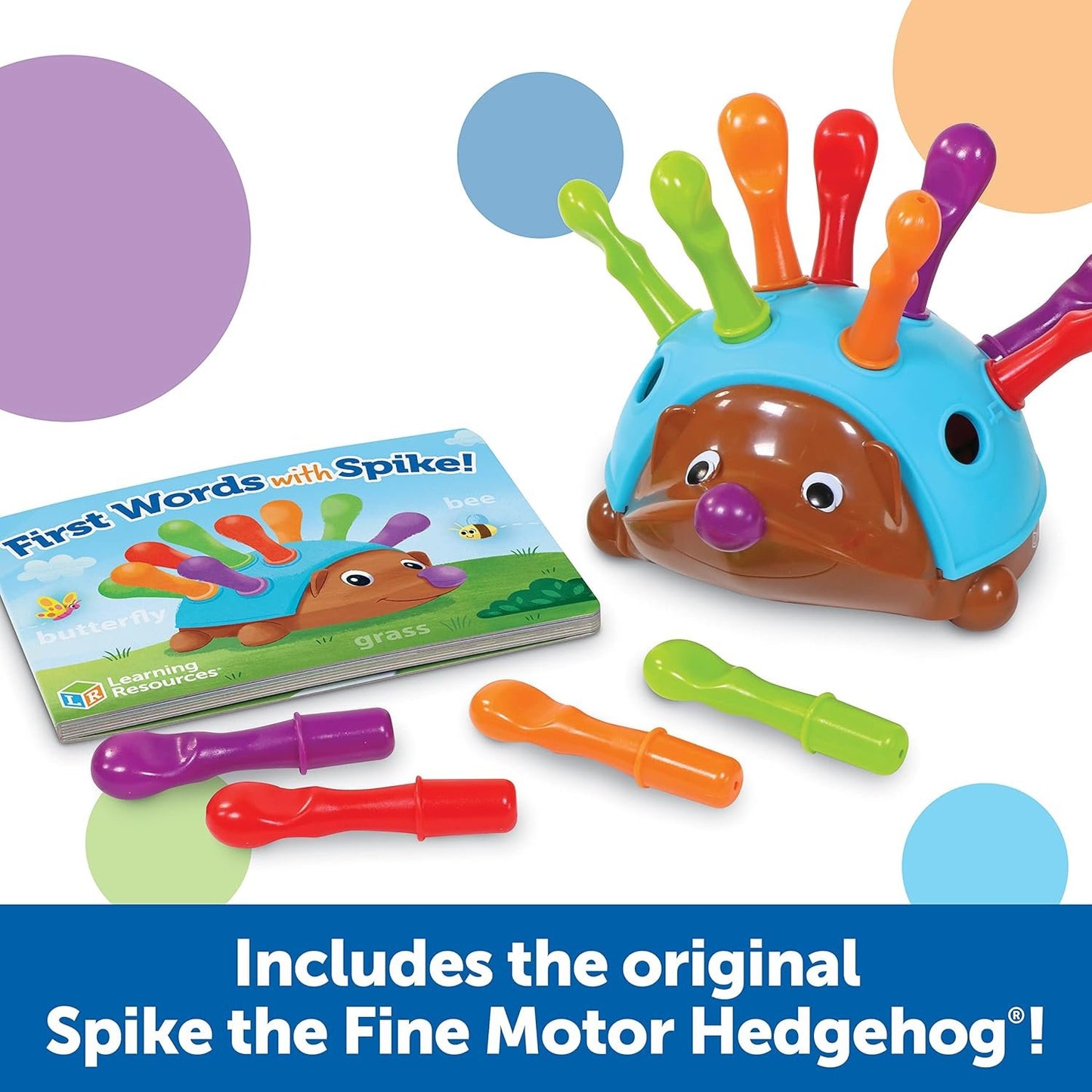 Learning Resources LER9123 Spike Hedgehog First Words, Book Set Top, Toys, Fun, Preschool Fine Motor Skills, Toddler Activity, 15 Pieces, Age 18 Months+