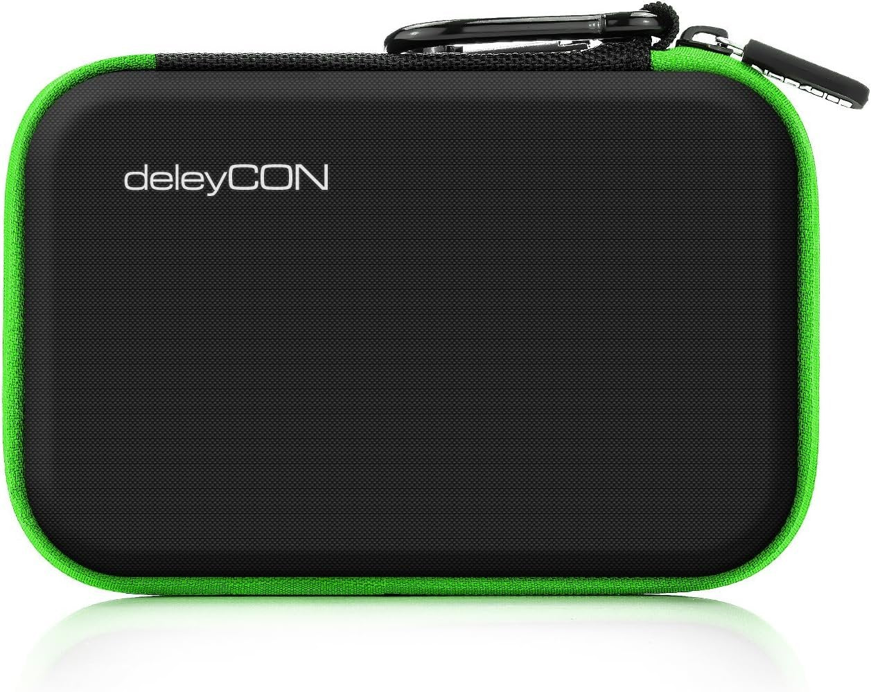 deleyCON Hard Drive Bag HDD Case for 2.5" Hard Drives and SSD - Robust and Shockproof - 2 Internal Compartments with Mesh Pockets - Green