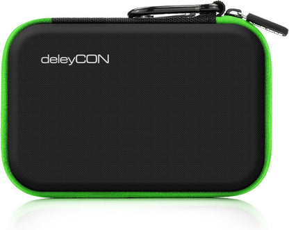 deleyCON Hard Drive Bag HDD Case for 2.5" Hard Drives and SSD - Robust and Shockproof - 2 Internal Compartments with Mesh Pockets - Green