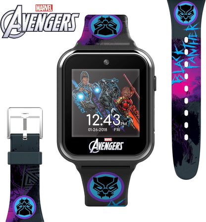 Accutime Kids Educational Learning Smart Watch Toy for Boys, Girls, Toddlers - Selfie Cam, Learning Games, Alarm, Calculator, Pedometer (Model: AVG4608AZ), Black, 40mm