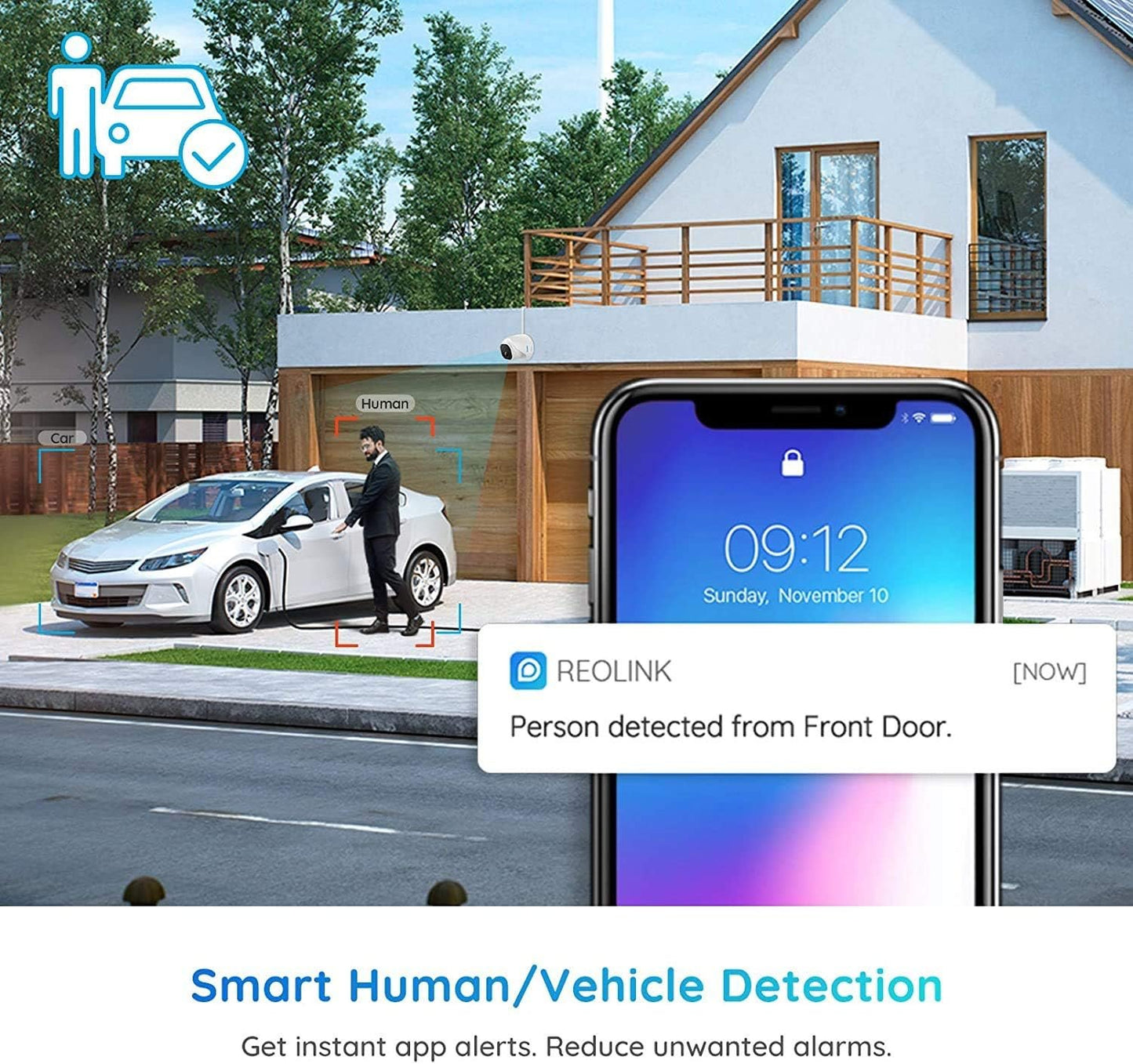 Reolink 4K Ultra HD PoE Outdoor Security Camera with Human/Vehicle Detection, IP66 Weatherproof, Time Lapse, 256GB microSD Storage for 24/7 Recording (not Included), RLC-820A