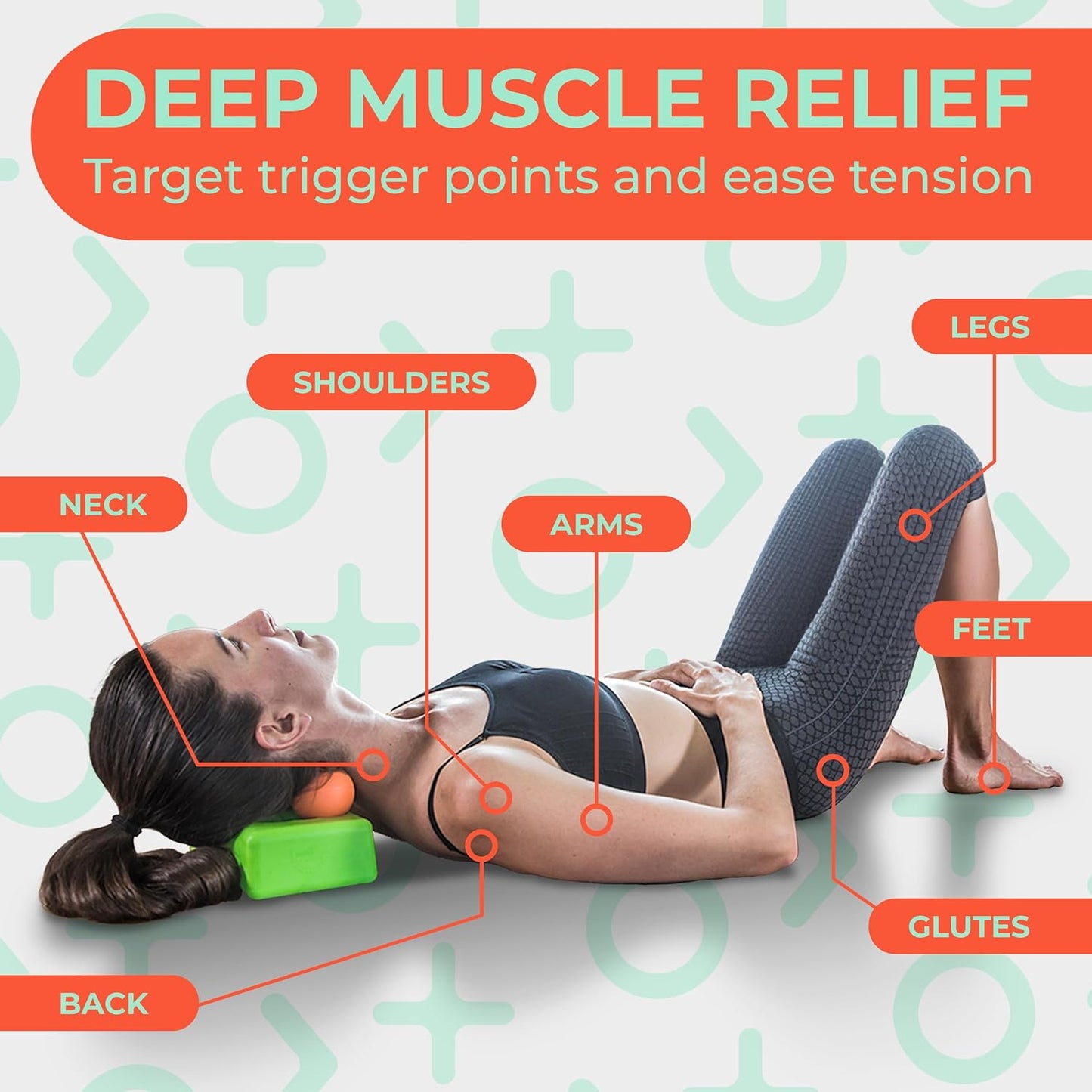 Lacrosse Ball Massage Set for Myofascial Release, Mobility & Physical Therapy - Great Neck & Foot Massage Balls