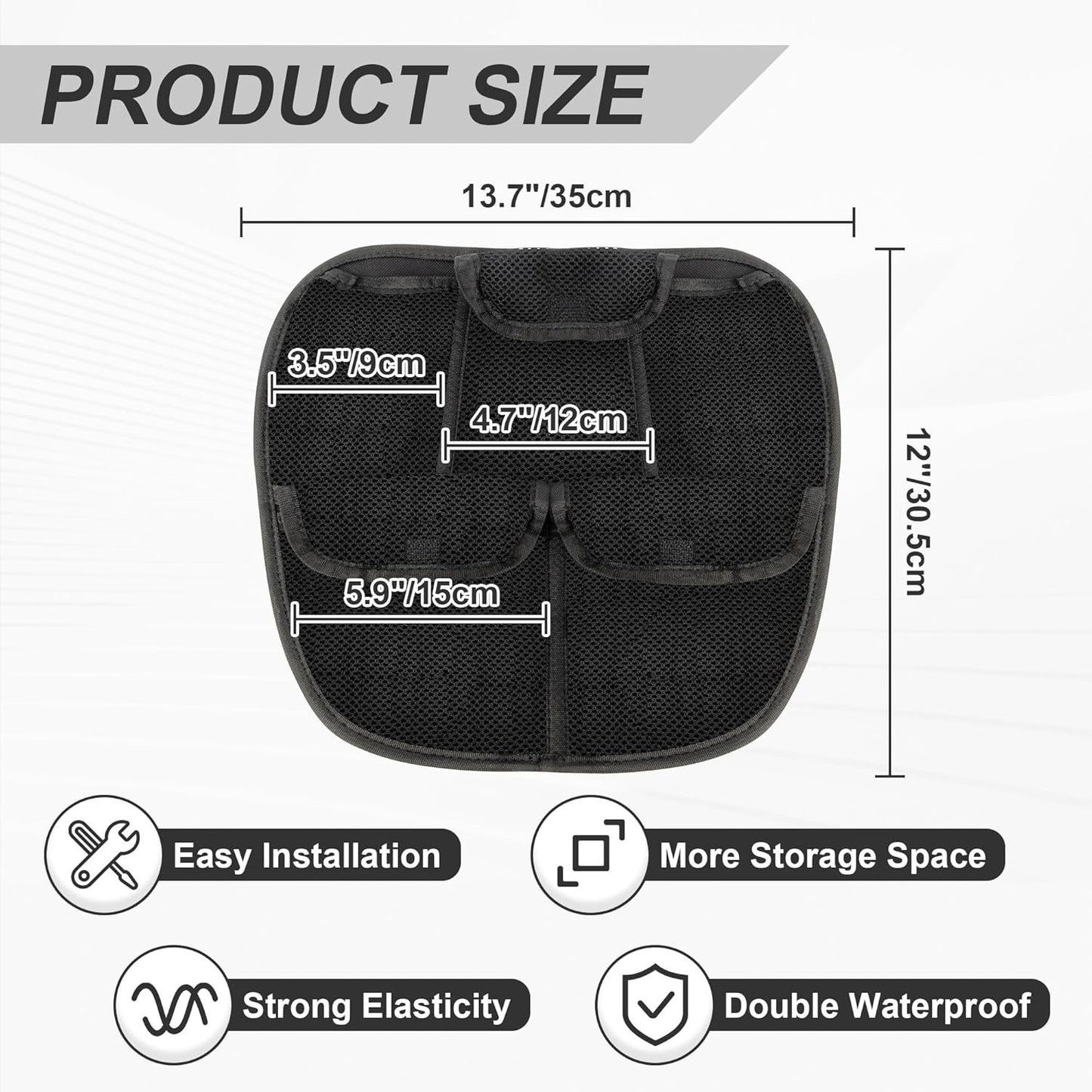 Front Trunk Lid Organizer Fit for Can Am Spyder F3 F3S F3T F3L 2015-2025 Removable 5 Mesh Pocket Luggage Storage Bag (Black)