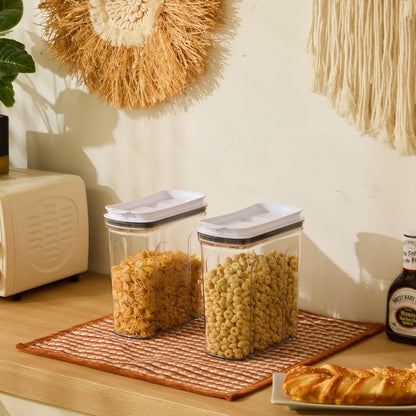 Cereal Containers Storage Set, Airtight Food Storage Container with Lid 4L/135.2oz, 2PCS BPA-FREE Plastic Pantry Organization Canisters for Rice Cereal Flour Sugar Dry Food in Kitchen