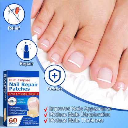 Nail Patches,Repair Patches,Care Pads,Made of Non-woven Fabric,Breathable, High Comfort,Cracked, Rough, Discolored, Brittle Nails,Restore Natural Radiance, Gentle Care,60 Tablets