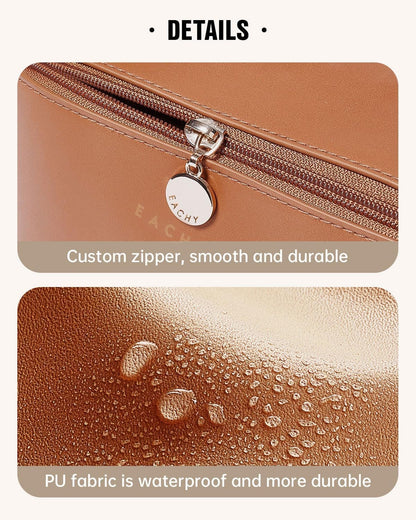 EACHY Travel Makeup Bag, Large Capacity Cosmetic Bags for Women, Waterproof Portable Pouch Open Flat Toiletry Bag