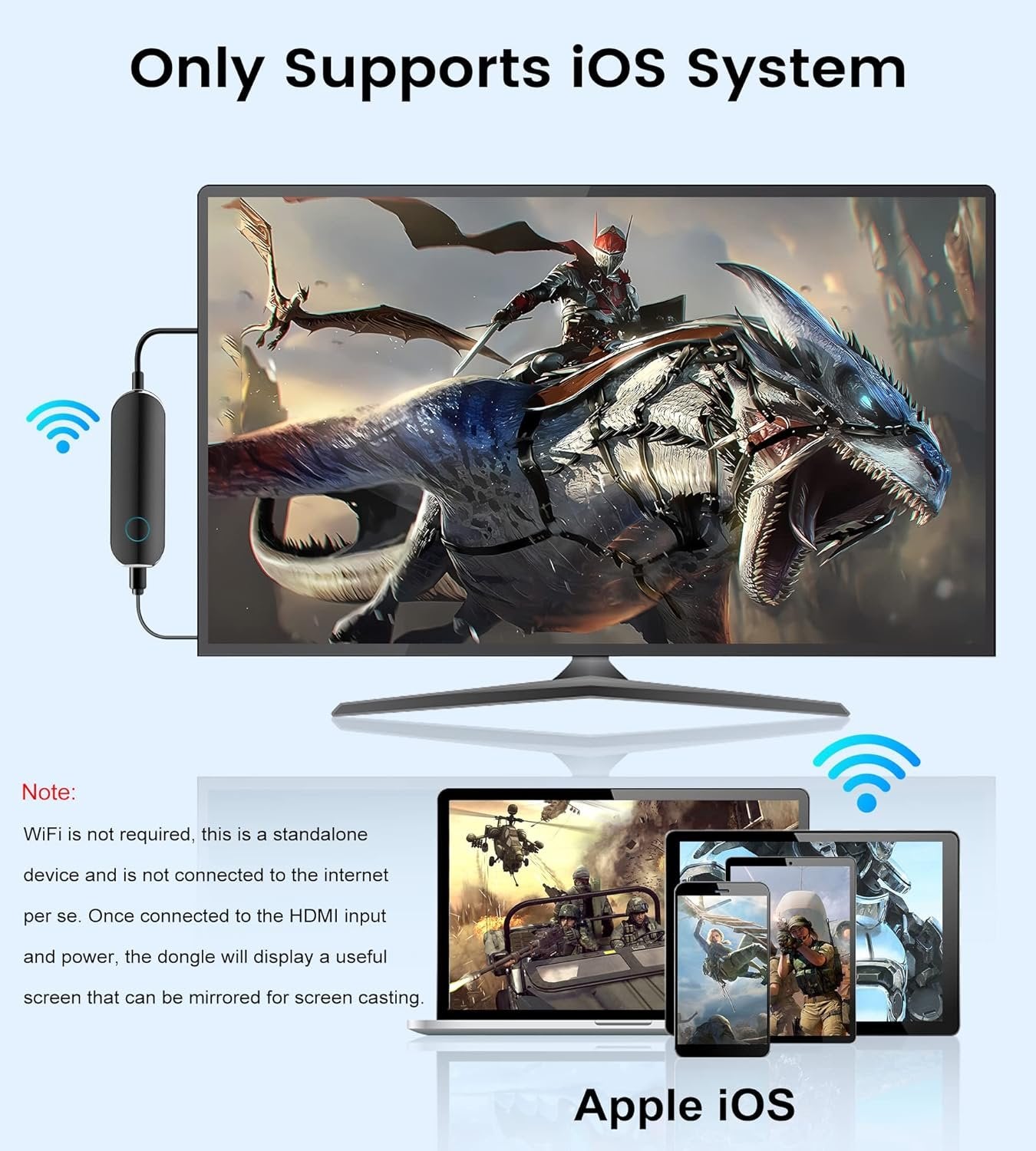 avedio links Wireless HDMI Display Dongle Adapter, Plug & Play 2.4G/5G Streaming Video Mirror Screen Receiver Compatible with iPhone/iPad/MacBook iOS to Monitor/Projector/TV (Black)