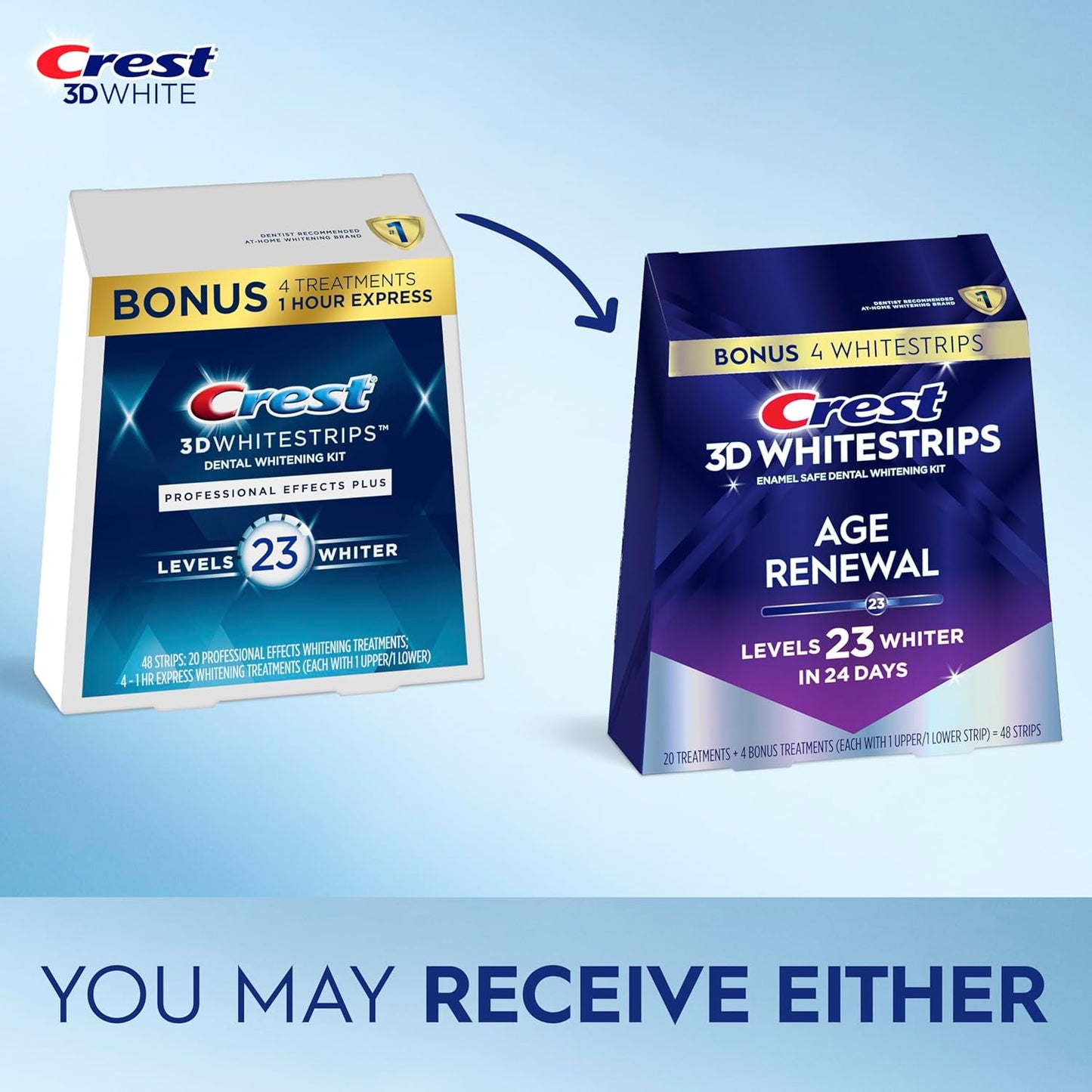 Crest 3D Whitestrips Professional Effects Plus, 3D White, Teeth Whitening Strip Kit, 48 Strips (24 Count Pack), Crest Teeth Whitening Strips, Teeth Whitening Kit