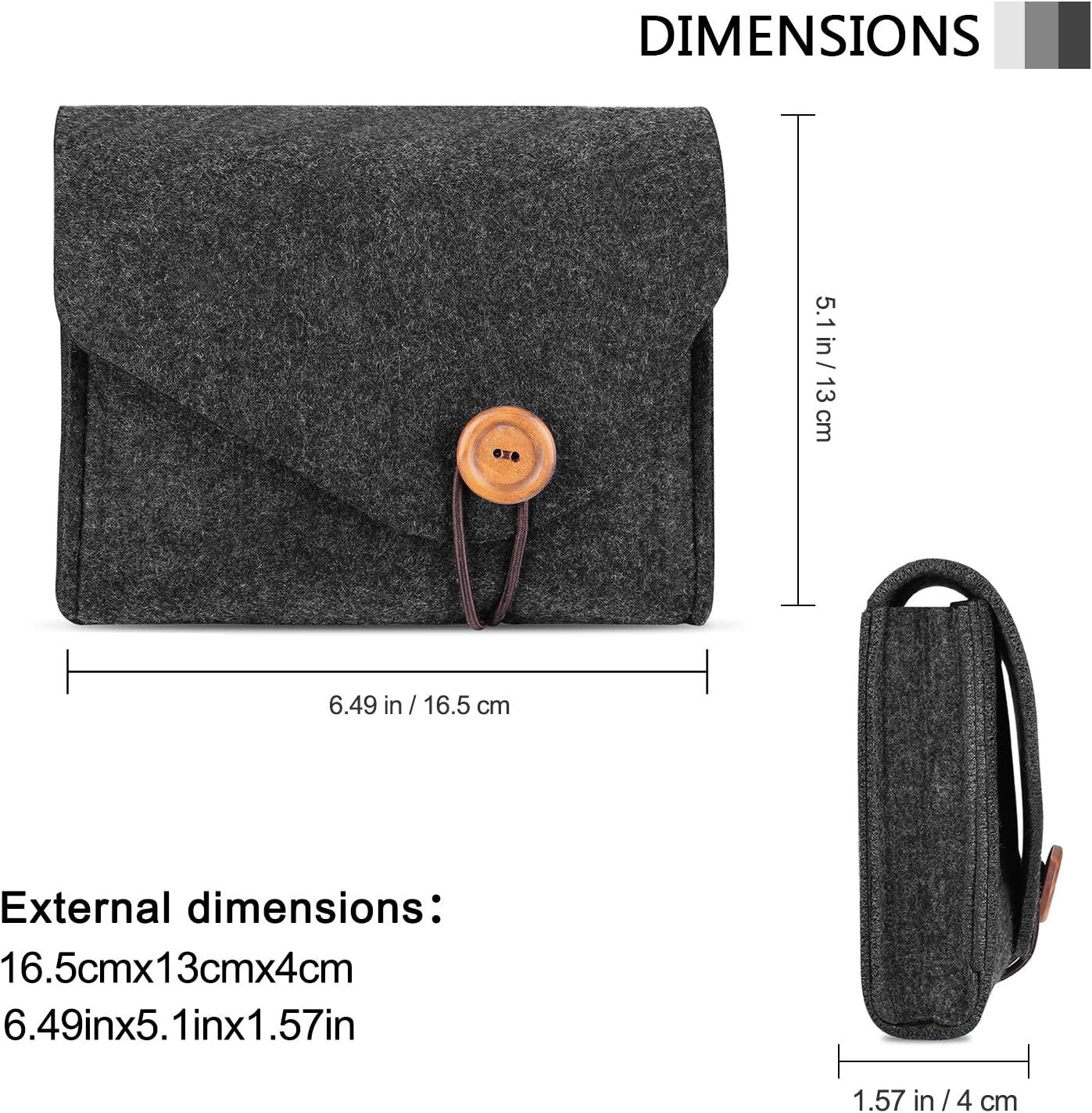 ProCase MacBook Power Adapter Case Storage Bag, Felt Portable Electronics Accessories Organizer Pouch for MacBook Pro Air Laptop Power Supply Magic Mouse Charger Cable Hard Drive Power Bankâ€“Black