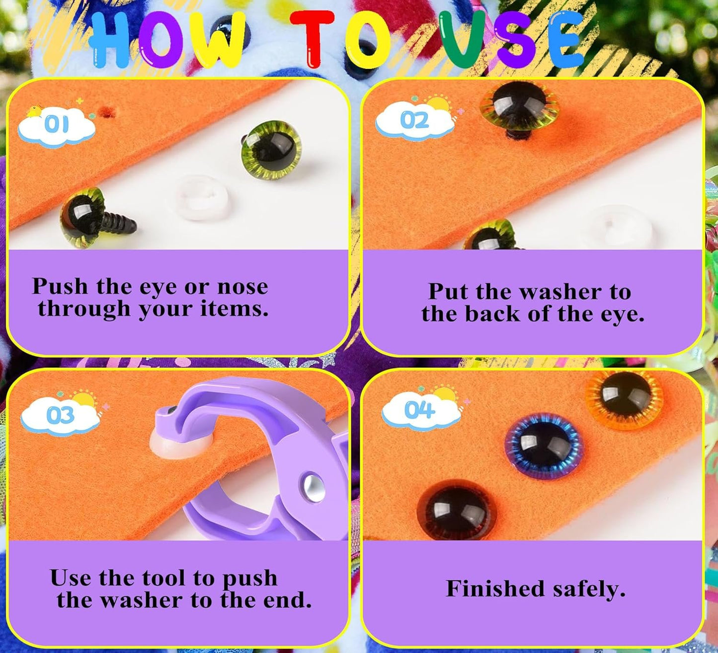 GEOCCI Safety Eye Tool Auxiliary Tool for Attaching Safety Eyes for Crocheting Safety Eyes Crochet Tools for Amigurumi Crochet & Stuffed 5-30mm Animal Eyes Making Supplies Tool（Purple 1pcs）