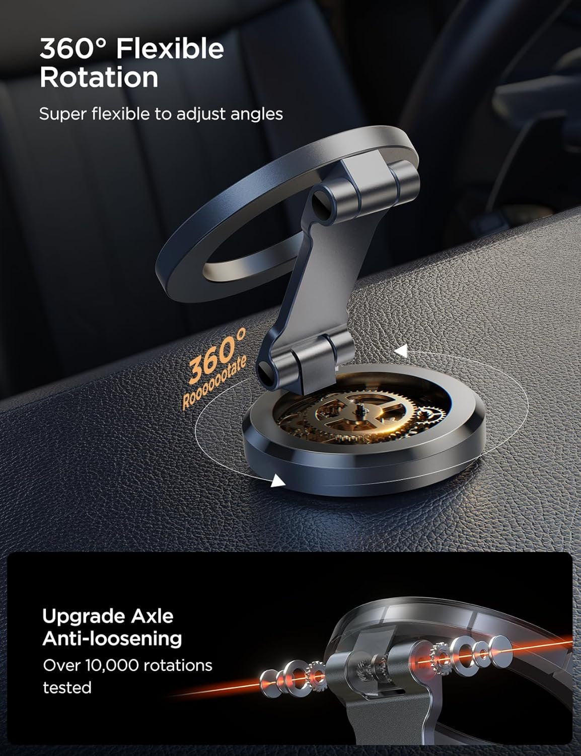 JOYROOM MagSafe Magnetic Car Phone Holder for MagSafe, All Metal Magsafe Folding Car Holder with 20 x N55 Magnets, Car Phone Holder for iPhone 15 14 13 12 & MagSafe Case