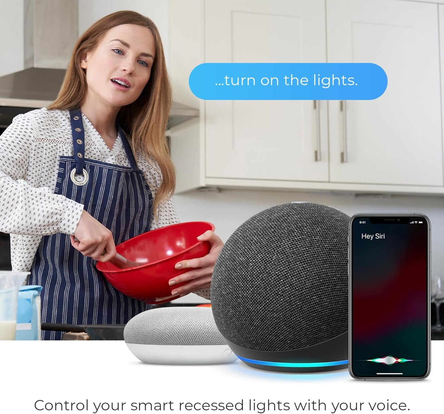 Globe Electric 50284 Wi-Fi Smart 4" Slim Baffle LED Recessed Lighting Kit 2-Pack, No Hub Required, Voice Activated, 9 Watts, Multicolor RGB, Tunable White, 540 Lumens, Wet Rated, 4.25" Hole Size