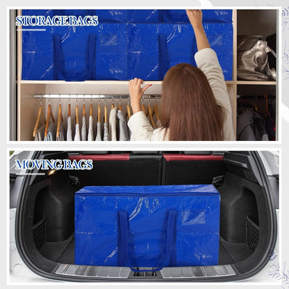 4 Pack Heavy Duty Moving Bags with Zippers and Strong Handles - Packing Bags for Moving, Storage, Travel, Camping, Space-Saving Alternative to Moving Boxes, College Essentials, Moving Supplies