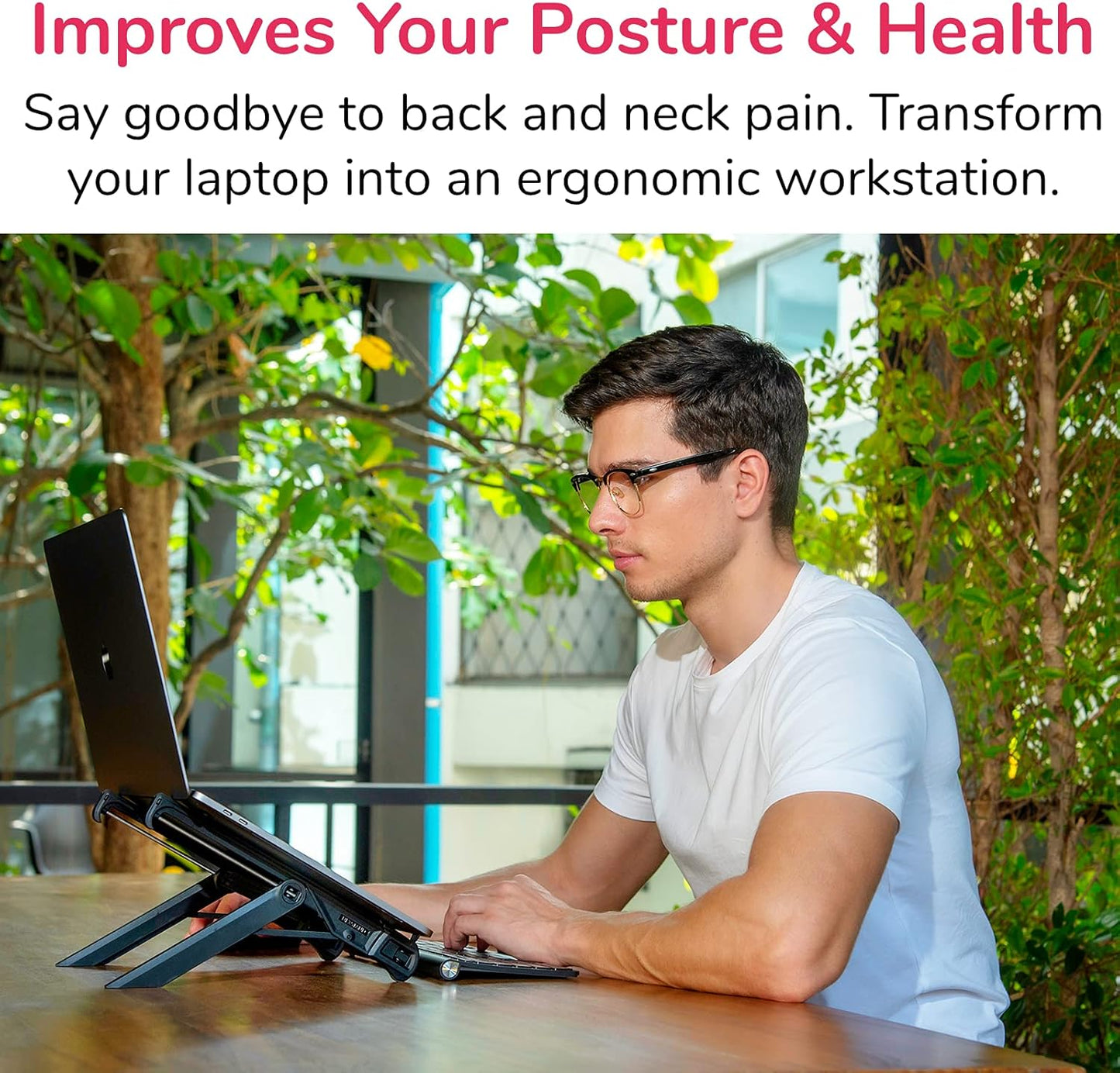 NEXSTAND K7 Lite // New Portable Laptop Stand // Foldable Desktop Notebook Holder Mount- Eye-Level Ergonomic Height Design // Laptop Riser for Notebook, Laptop, iPad and Tablet