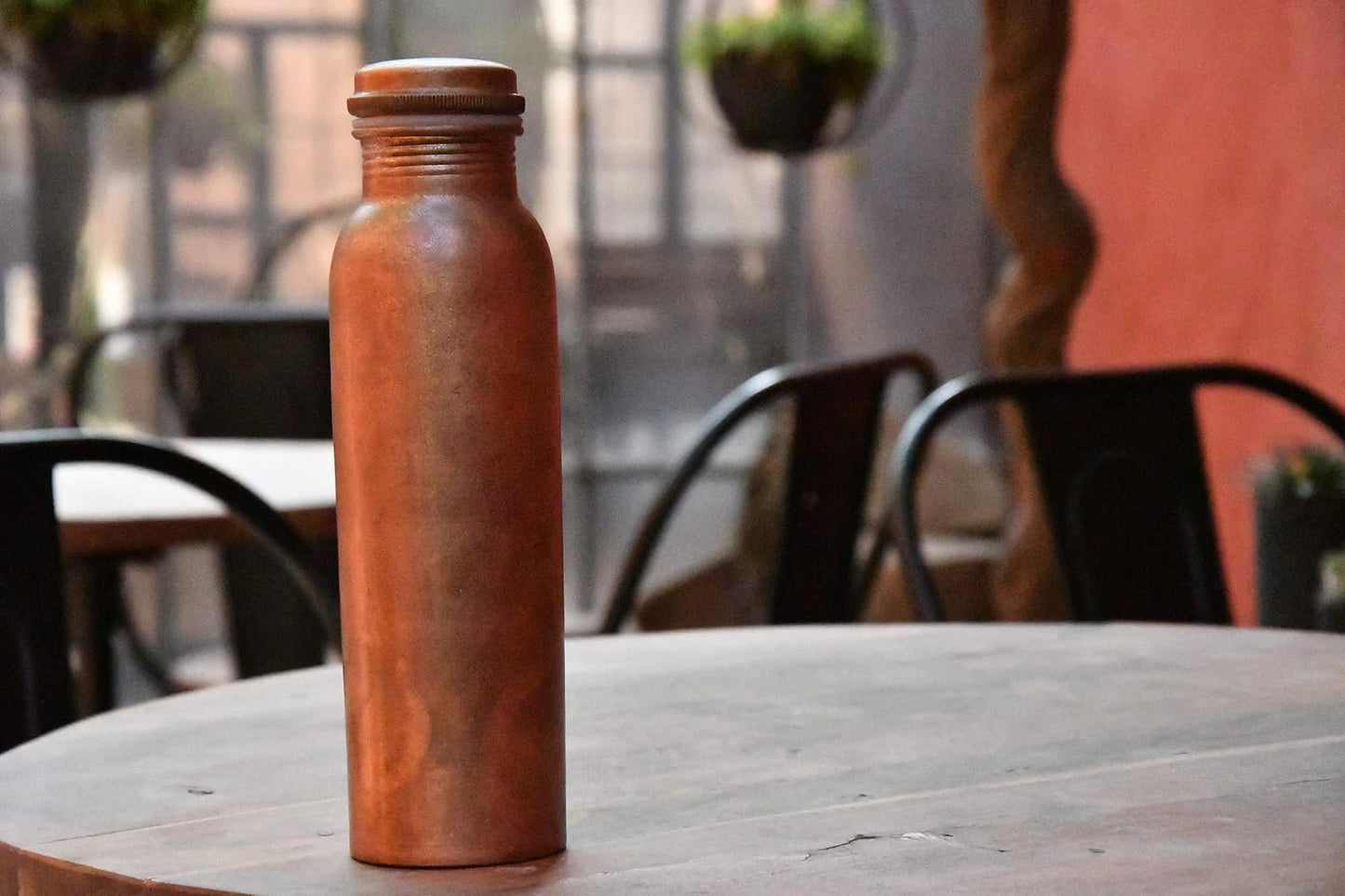 De Kulture Handmade Vintage Pure Copper Water Bottle With Cap Ideal Drinkware With Ayurveda and Yoga Benefits 2.75 x 10 (DH) Inches 900 ML