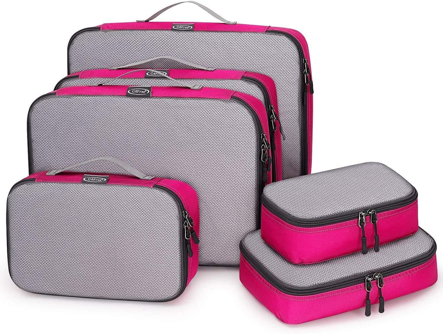 G4Free 3/6/7pcs Packing Cubes Suitcase Organizer Bag Folding Clothes Bag Shoe Storage Cubes Packing Cubes for Clothing Luggage Travel Set