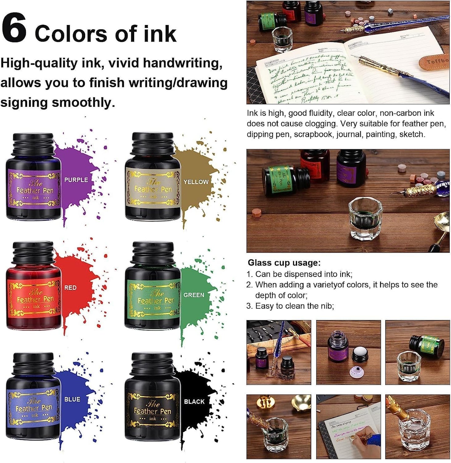 Joyeee Quill Writing Pen Ink Stationery Set, Classic Antique Pens Set with 18 Nibs, Idea for Beginners Artists Drawing, Arts Crafts Signatures, Decoration, Women Gift Selection Calligraphy Kits #87