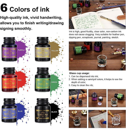 Joyeee Quill Writing Pen Ink Stationery Set, Classic Antique Pens Set with 18 Nibs, Idea for Beginners Artists Drawing, Arts Crafts Signatures, Decoration, Women Gift Selection Calligraphy Kits #87