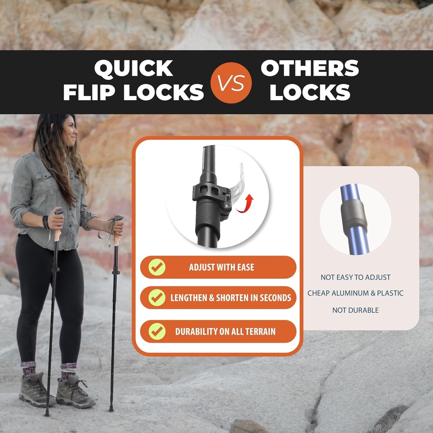 TREKOLOGY Trekking Poles – Adjustable, Collapsible Hiking,Walking Sticks for Men & Women, Lightweight Folding Poles for Backpacking, Seniors & Travel – TREKZ XE