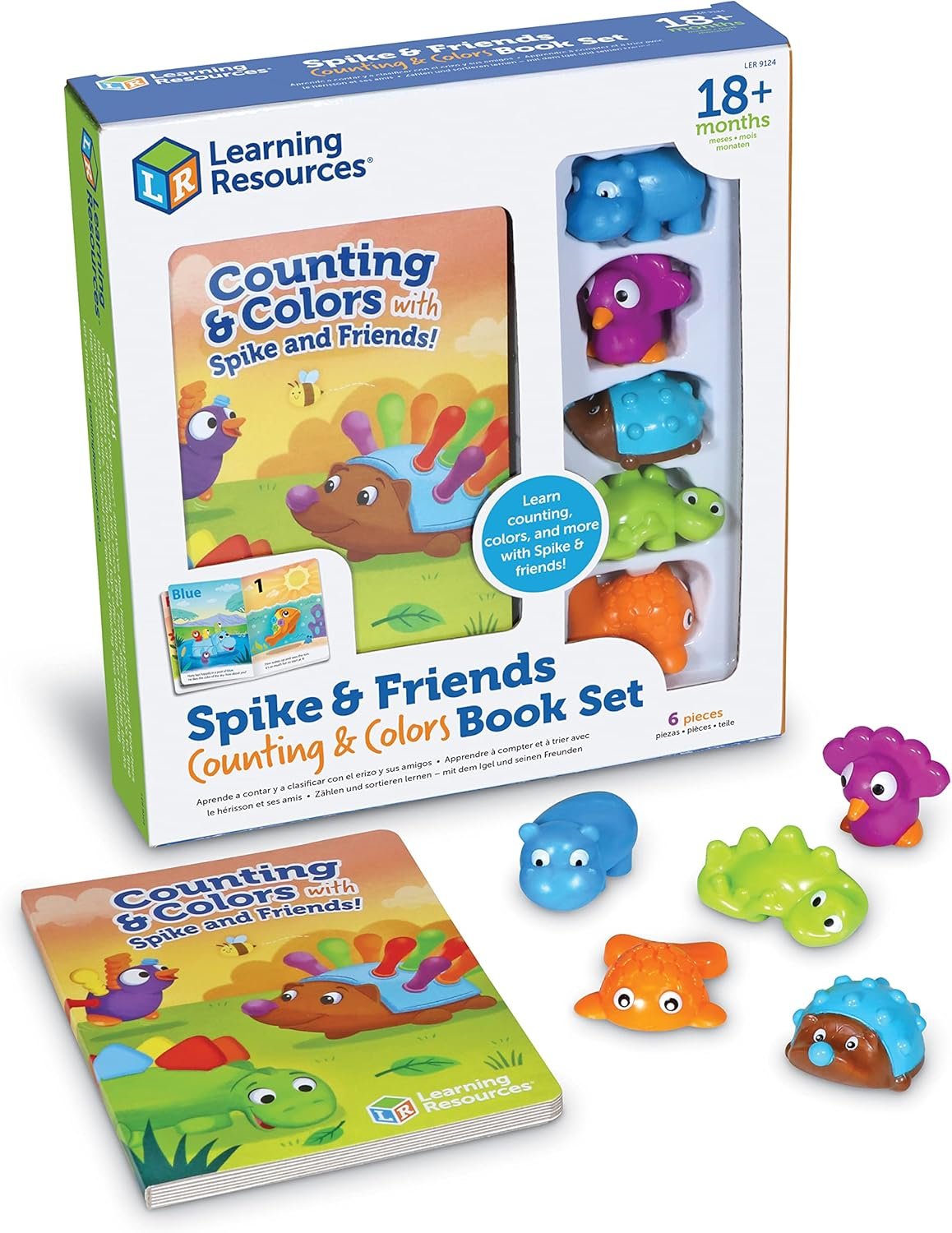 Learning Resources LER9124 Spike and Friends Counting & Colours Book, Toddler Activities, Educational Set, Colour Teaching Toys, 6 Pieces, Age 18 Month+