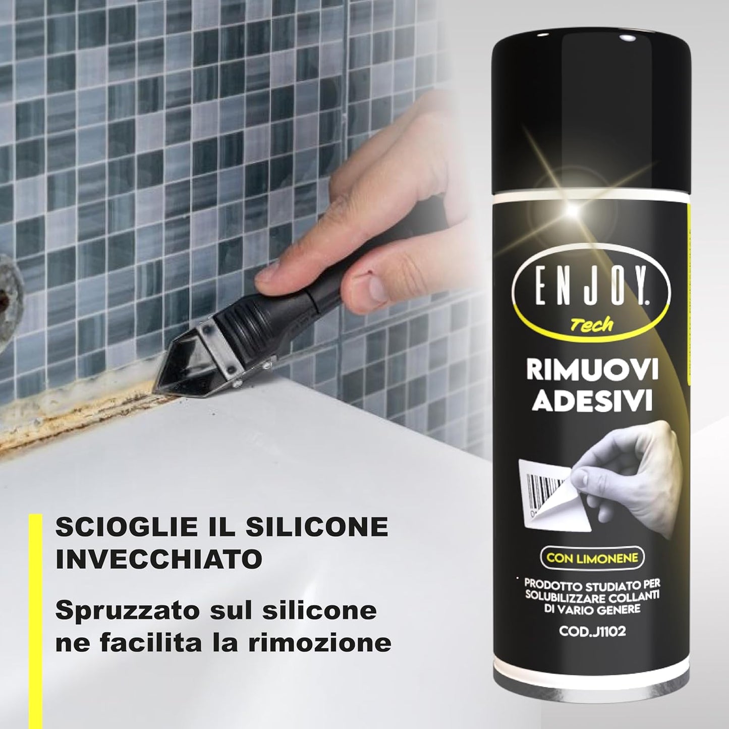 ENJOY TECH - Label Remover Spray 500 ml | Quickly removes stubborn labels from all surfaces | Removes glue and adhesives on various surfaces | Made in Italy