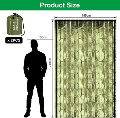 Mitening Emergency Tent, Portable Emergency Sleeping Bag, Emergency Tent, Waterproof Survival Sleeping Bag, Heat Repellent, First Aid Rescue Blankets, Ultralight Bivouac Bag for Outdoor Camping and