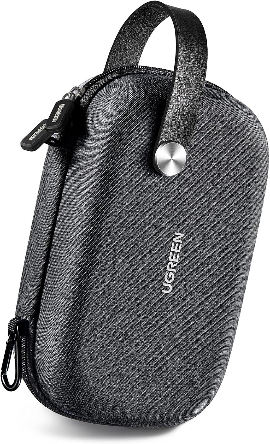 UGREEN Travel Case Gadget Bag, Portable Electronics Accessories Organiser, Cable Tidy Storage Box Pouch, with Double Layer, Zipper, Snap Hook, Carrying Strap, Small, Black