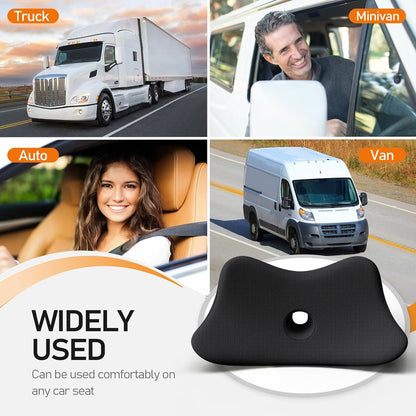 Benazcap Lumbar Support Pillow for Car Seat, Lower Back Support Pillow for Sciatica & Back Pain Relief, 2 in 1 Memory Foam Lumbar Support Pillow for Office Chair - Black