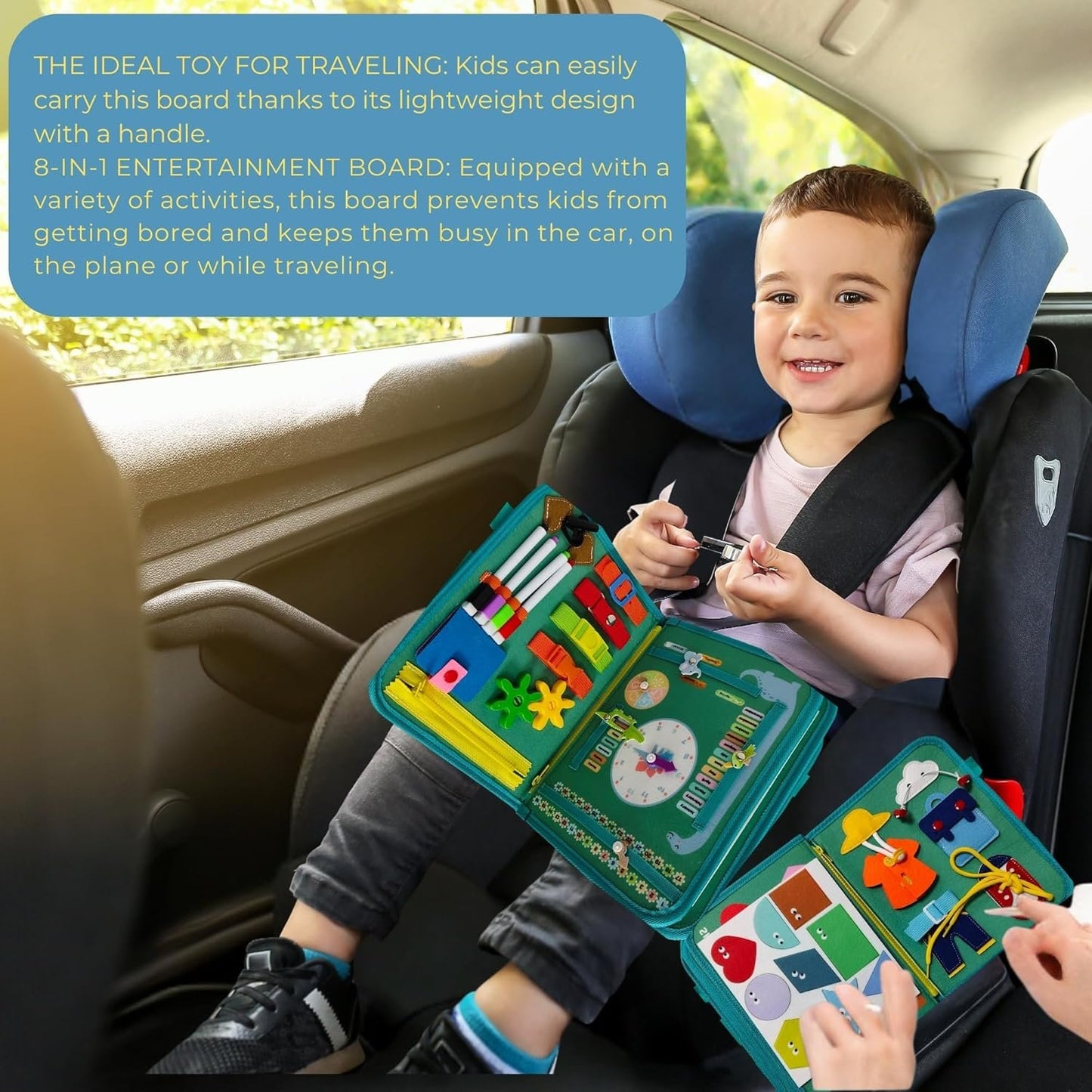 Hohhoo Busy Board, Sensory&Montessori Toys for Toddlers, Preschool Learning&Education Activity Table,Quiet Book for Kids&Autism, Travel Toys for Babies, Birthday Gifts for Boys&Girls 34567 Old Year