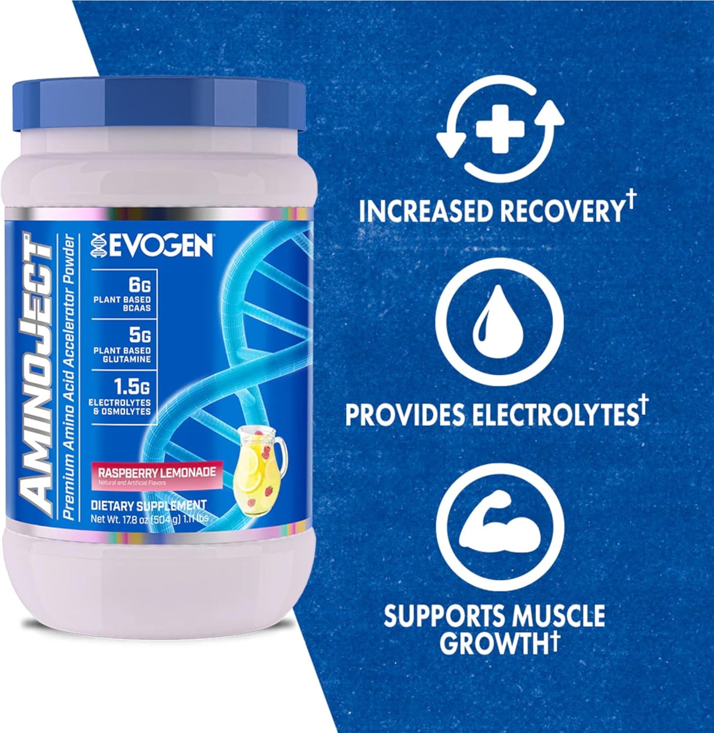 Evo Aminoject BCAA Powder 483 g, Raspberry Lemonade (30 Servings)